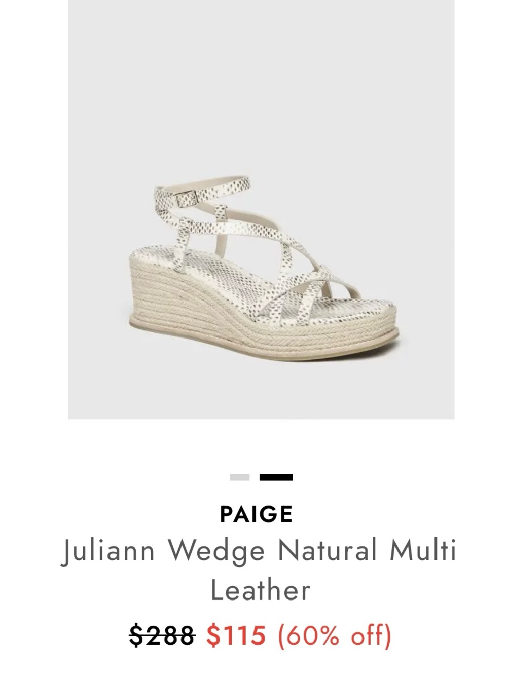 PAIGE Julian Wedge Natural Multi Leather Snake Printed 
Gladiator-Inspired Sz:7 - Picture 5 of 16